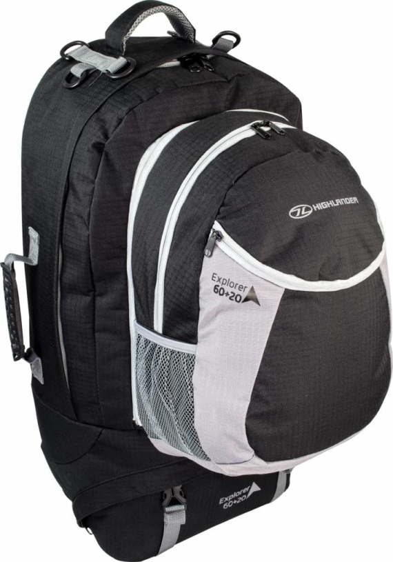 Highlander Explorer travelbag 60 + 20l zwart