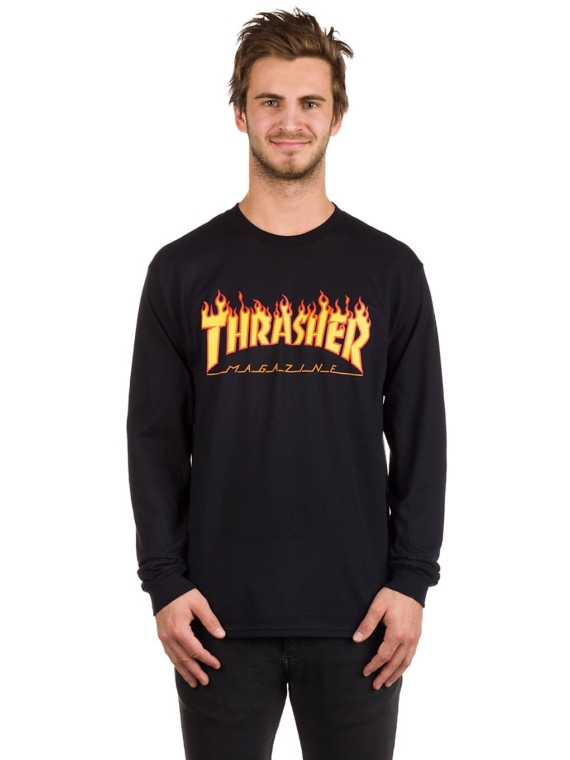 Thrasher Flame Long Sleeve T-Shirt zwart