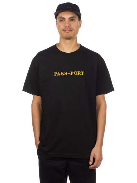 Pass Port Solid Bar Embroidery T-Shirt zwart