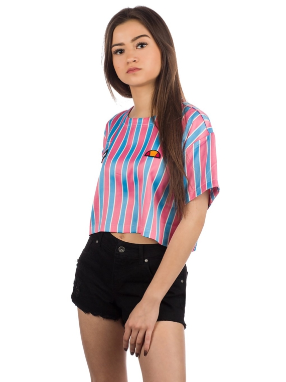 Ellesse Naga Stripe Crop T-Shirt roze