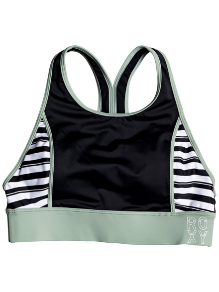 Roxy Fitness Crop Top Bikini Top zwart