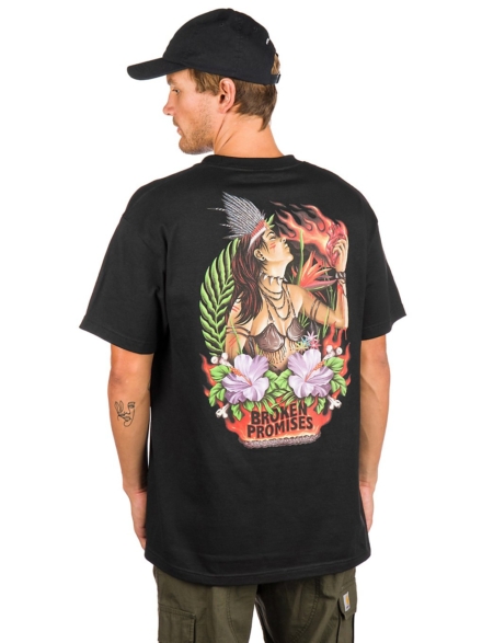 Broken Promises Heart on Fire T-Shirt zwart