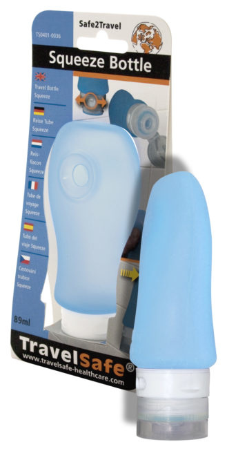 Travelsafe Squeeze Bottle 89 ml siliconen reisflesje blauw