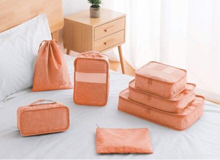 DreamTravel Packing cubes organiser set van 7 oranjeroze