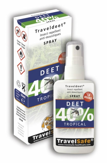 Travelsafe TravelDEET 40% Spray 60ml tropical muggenspray