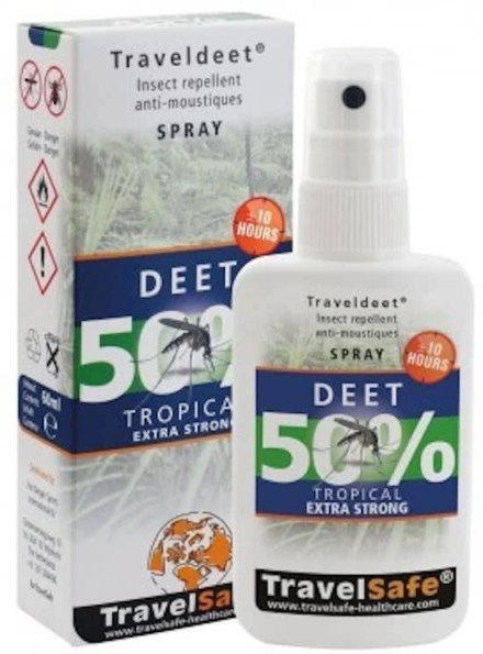 Travelsafe TravelDEET 50% deet Spray 60ml exta strong tropical