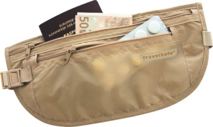 Travelsafe moneybelt lightweight reisportemonnee beige - twee ritsen