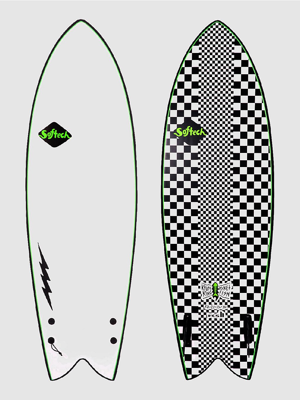 Softech Kyuss Fish 5'8 Softtop Surfboard wit
