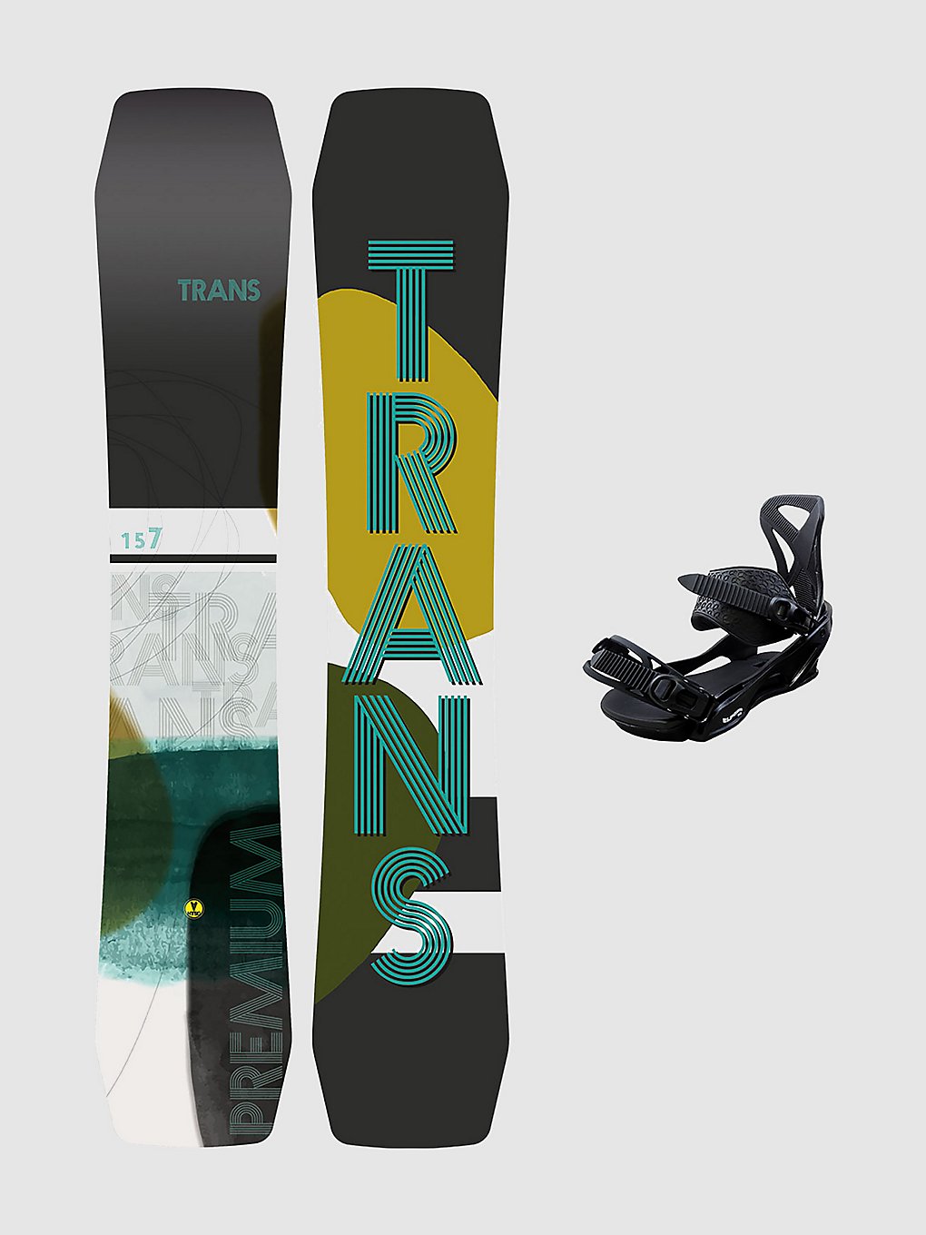 TRANS Premium 150 + Team Pro M zwart 2023 Snowboard set patroon