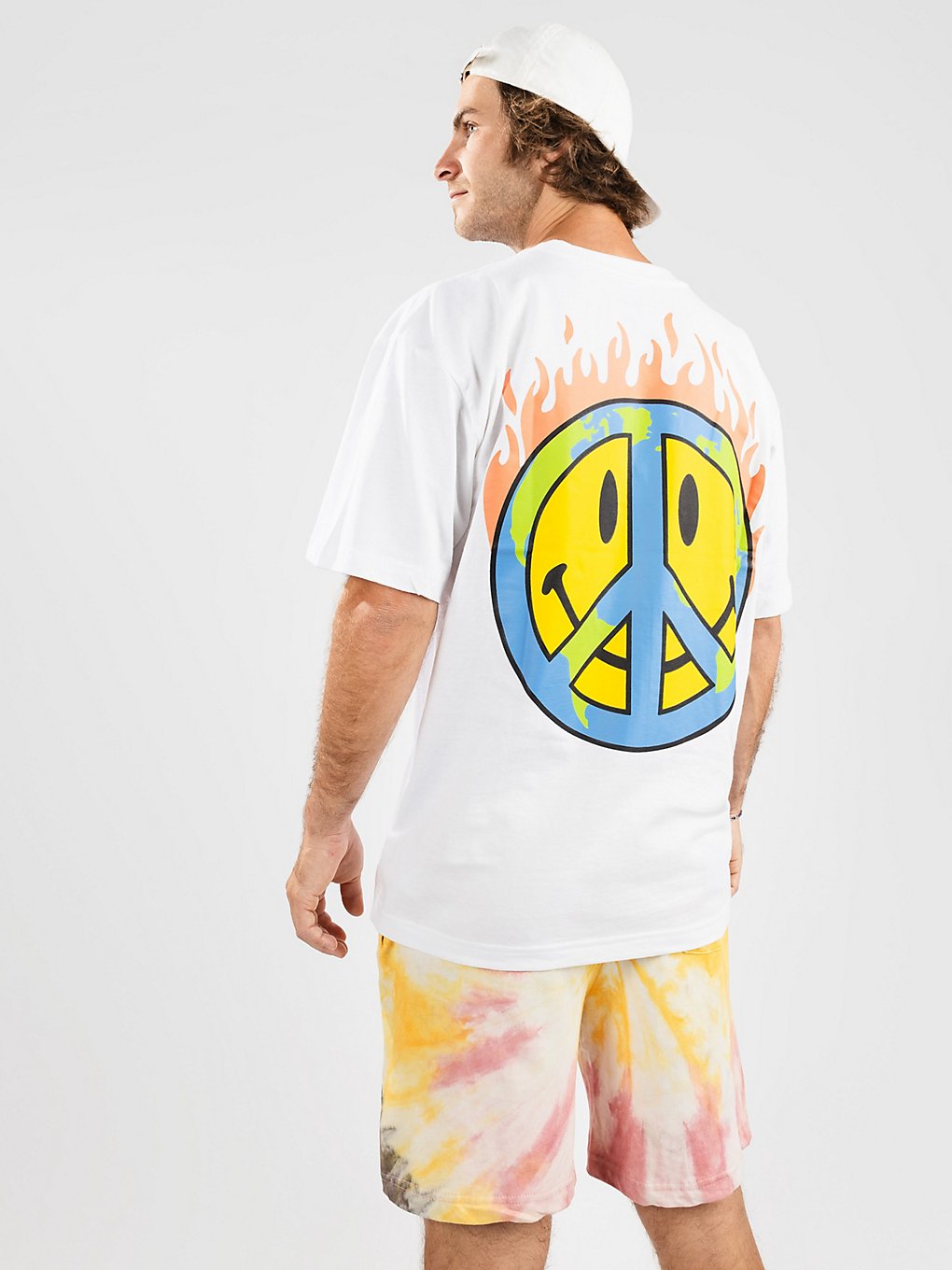 Market Smiley Earth On Fire T-Shirt wit