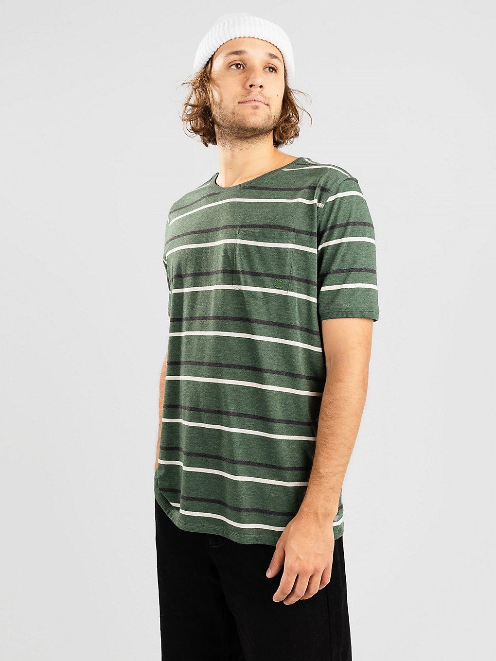 Kazane Moss Stripe T-Shirt groen