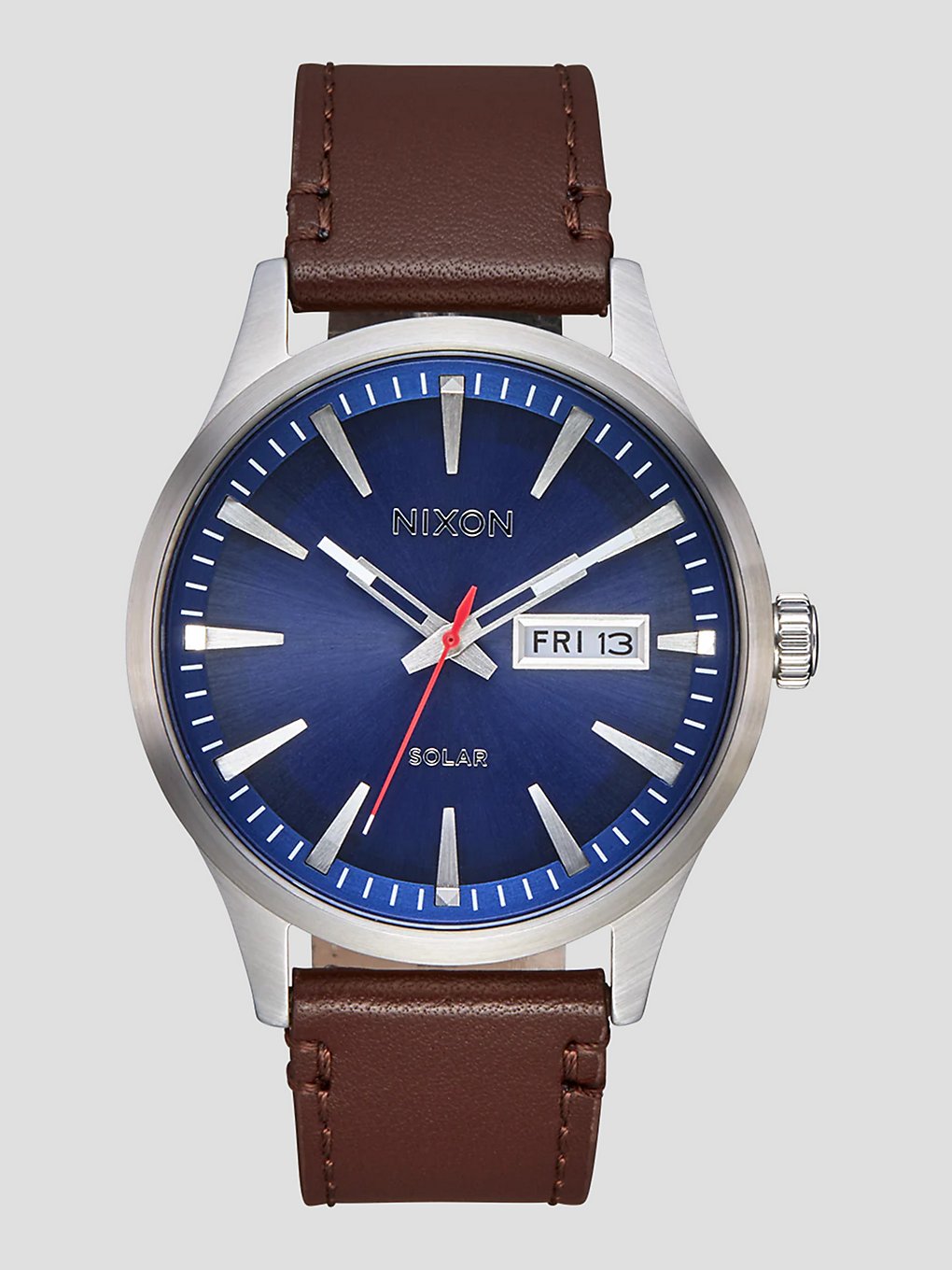 Nixon The Sentry Solar lederen Horloge blauw