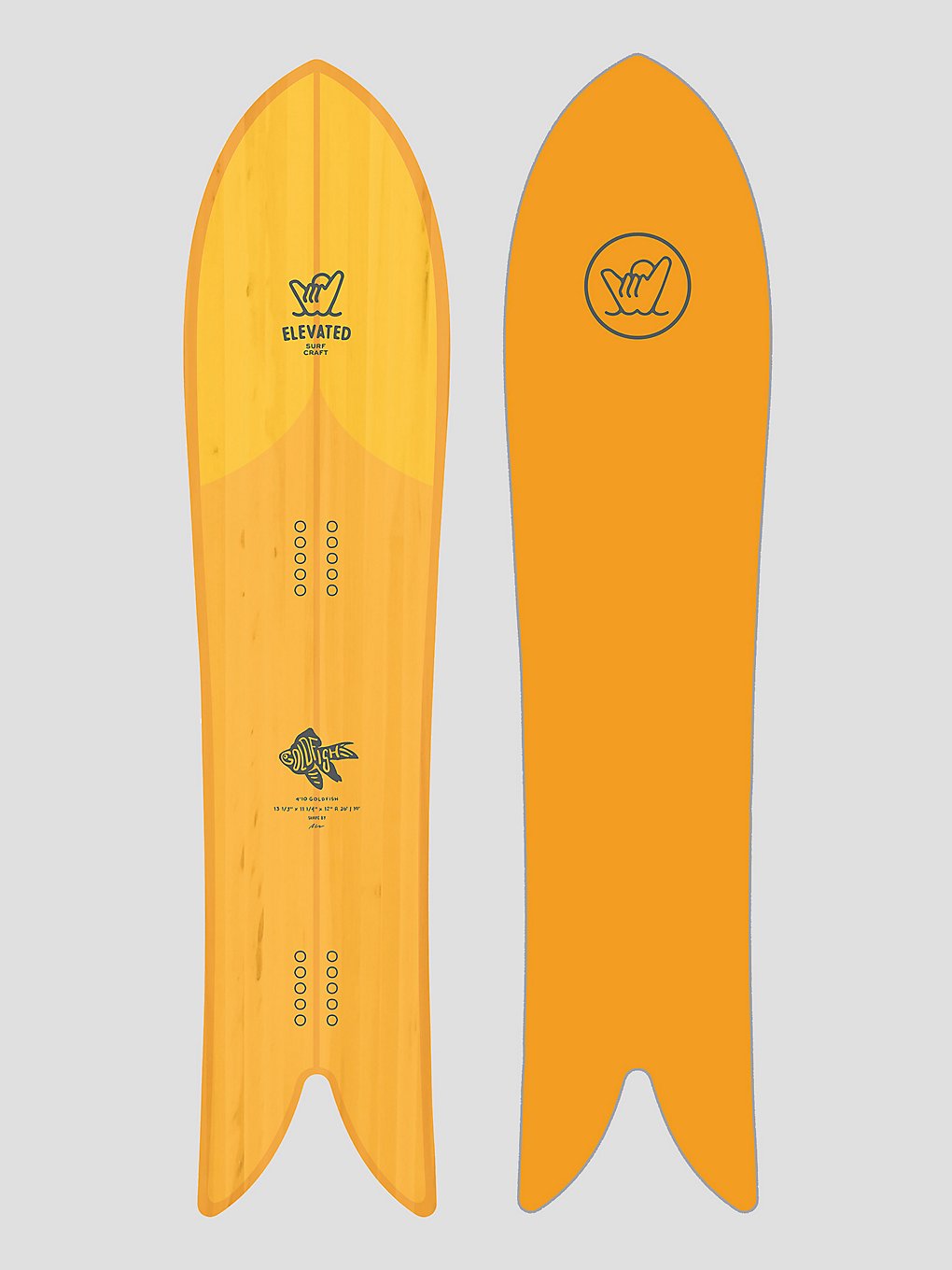 Elevated Surf Craft Goldfish 4'10 / 147 2023 Snowboard geel