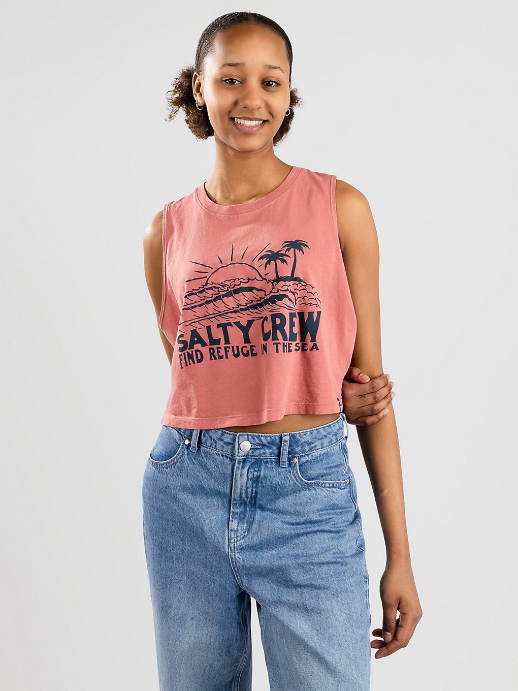 Salty Crew Shorebreak Cropped Muscle Tanktop rood