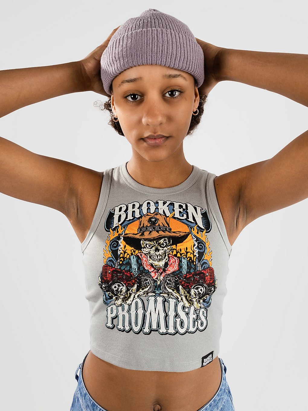 Broken Promises Scarecrow Ribbed Tanktop grijs