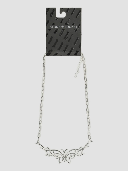 Stone and Locket Away Ketting grijs
