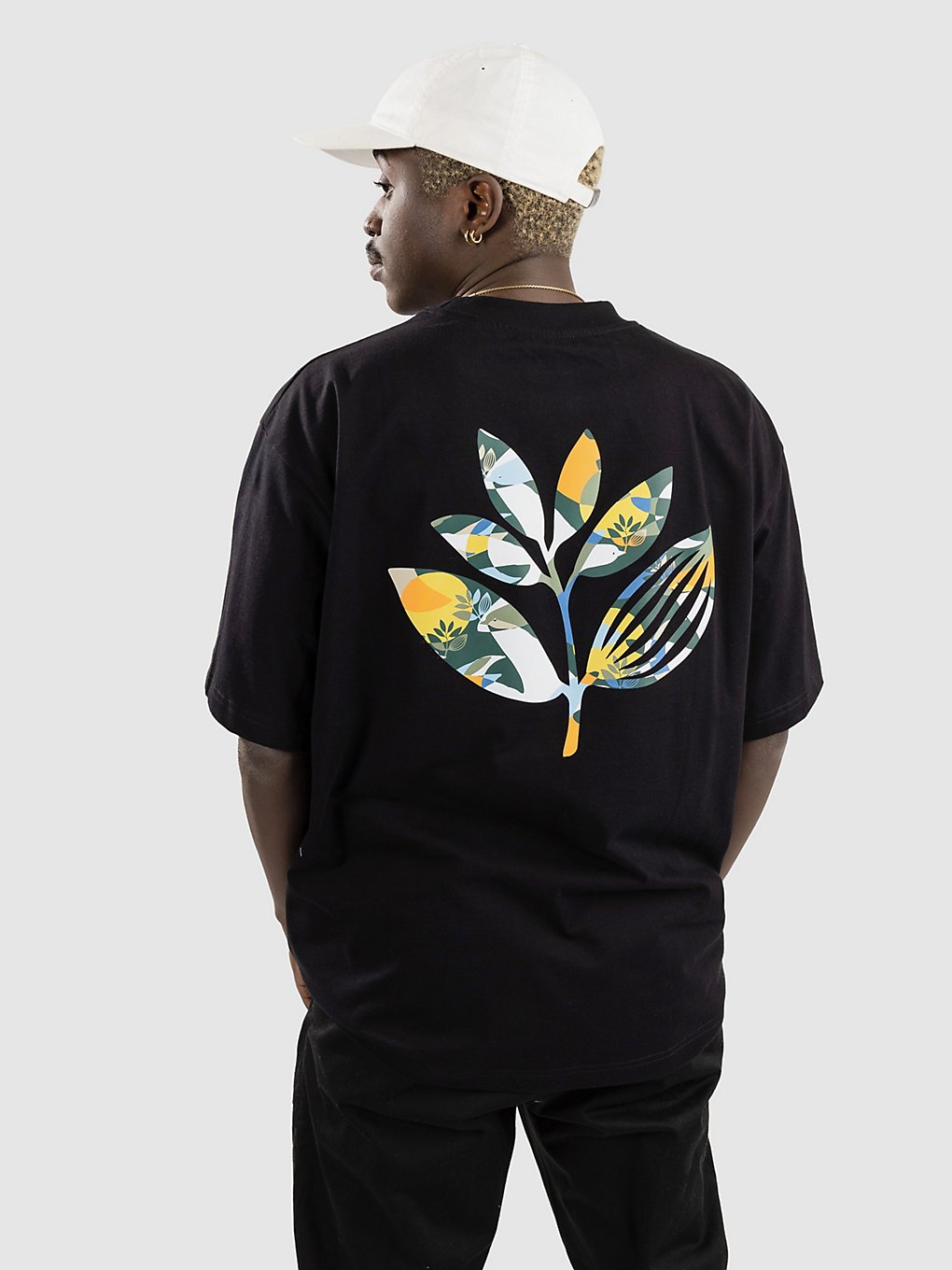 Magenta Doves Plant T-Shirt zwart