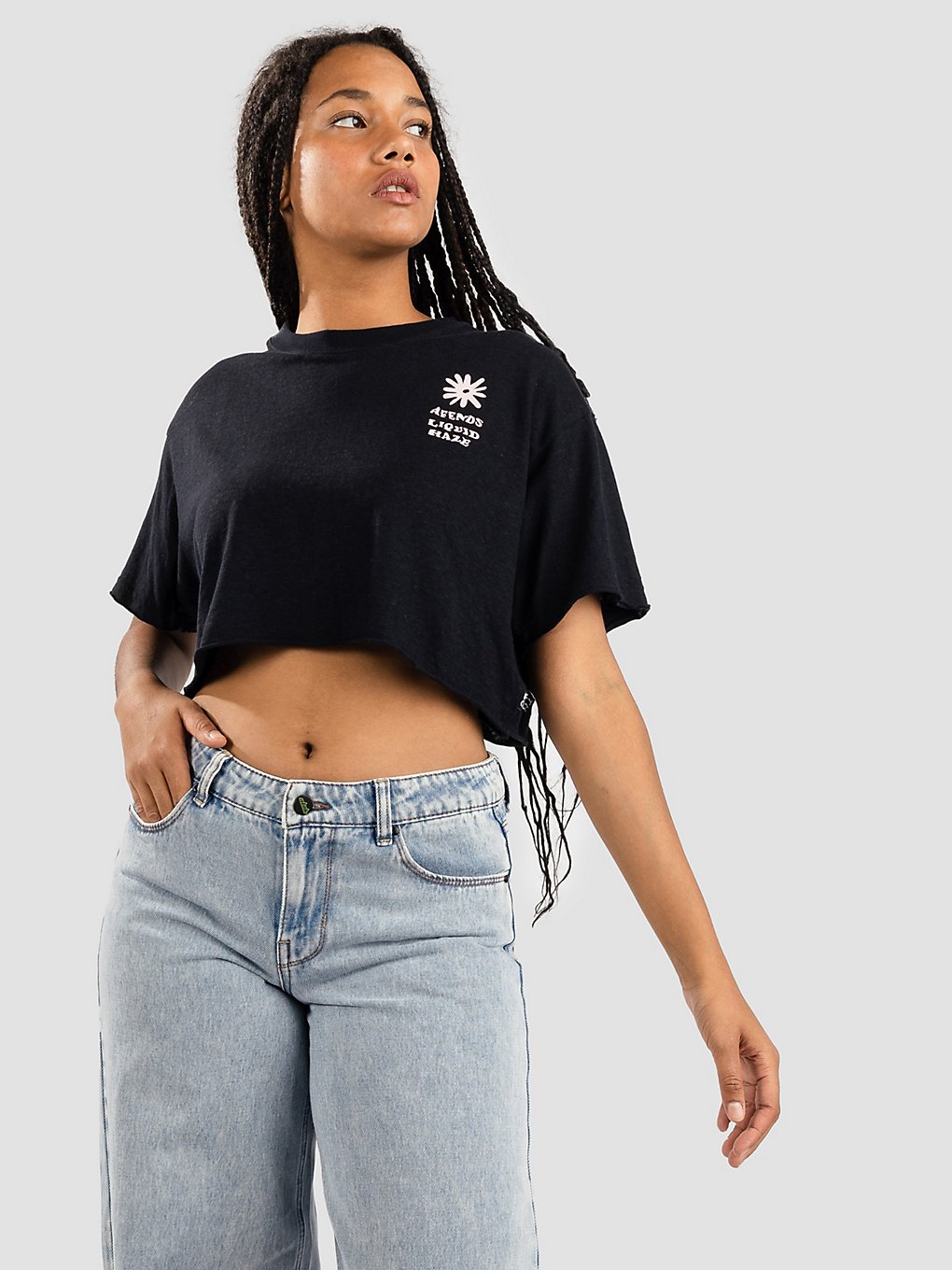 Afends Dizey Slay Cropped T-Shirt zwart