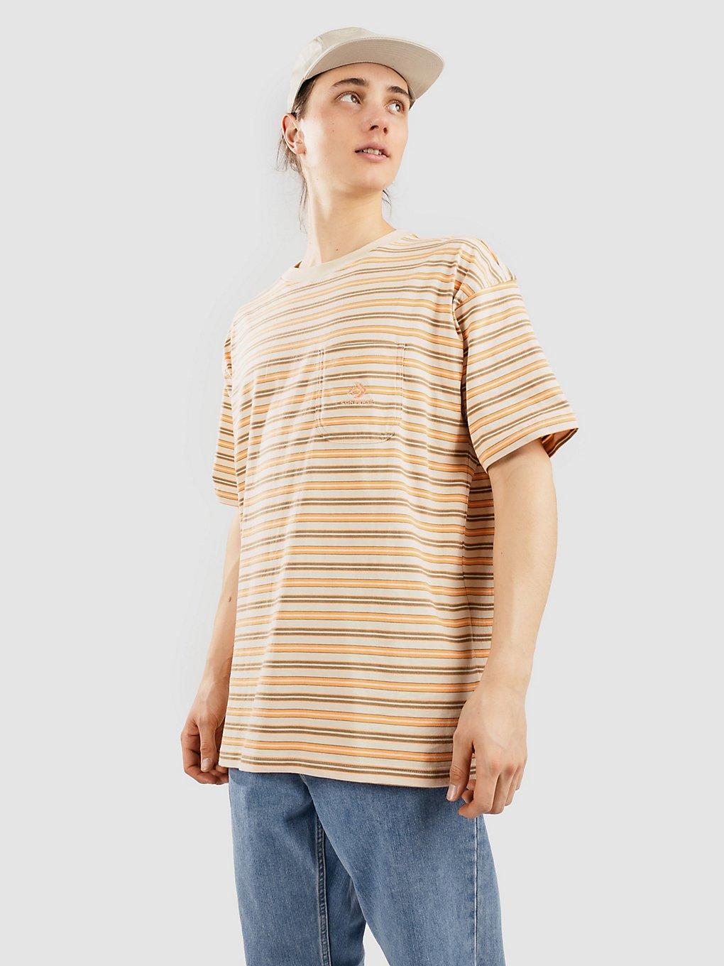 Converse Yarn Dye Striped Pocket T-Shirt oranje