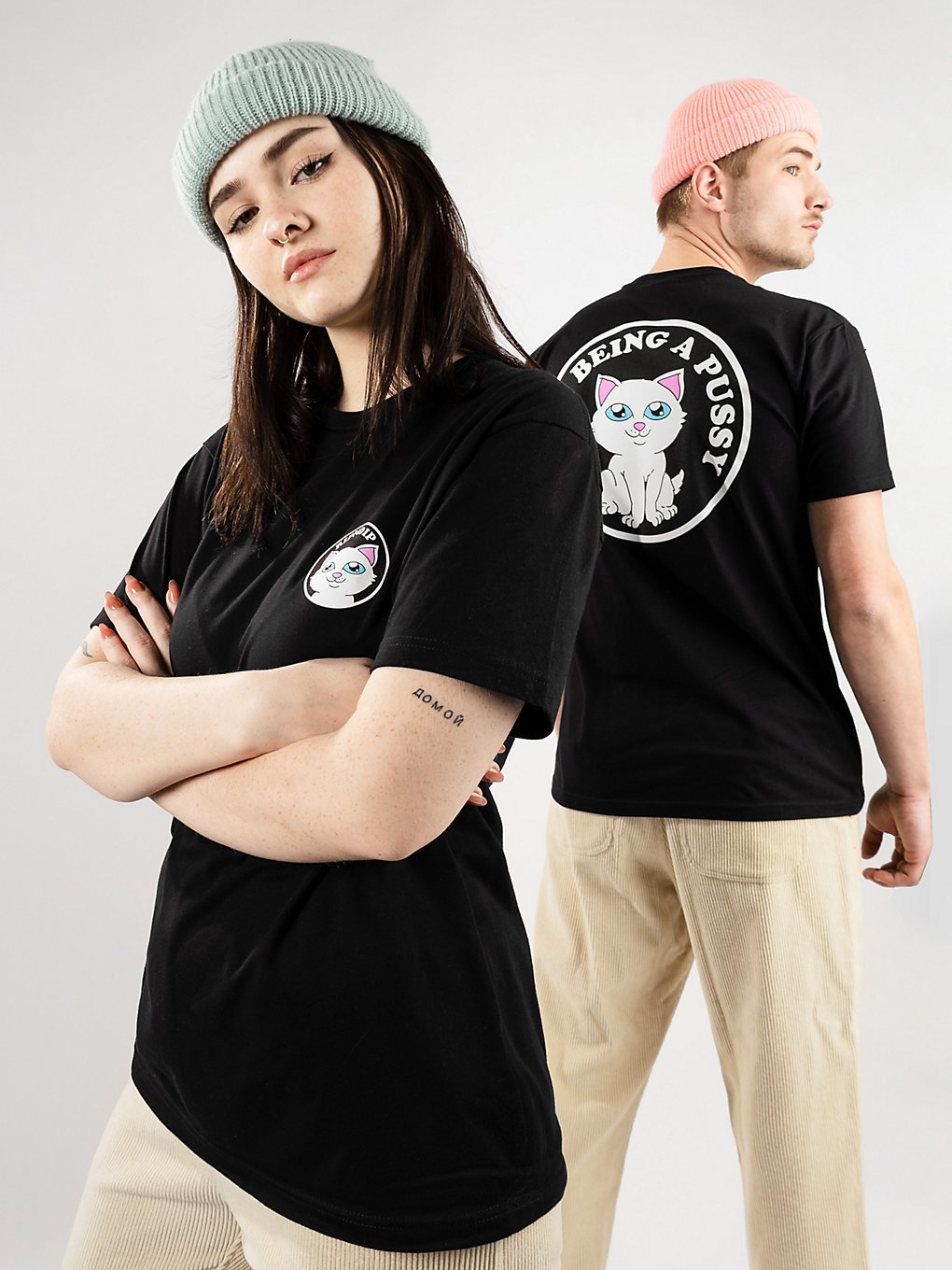 RIPNDIP Stop Being A Pussy T-Shirt zwart