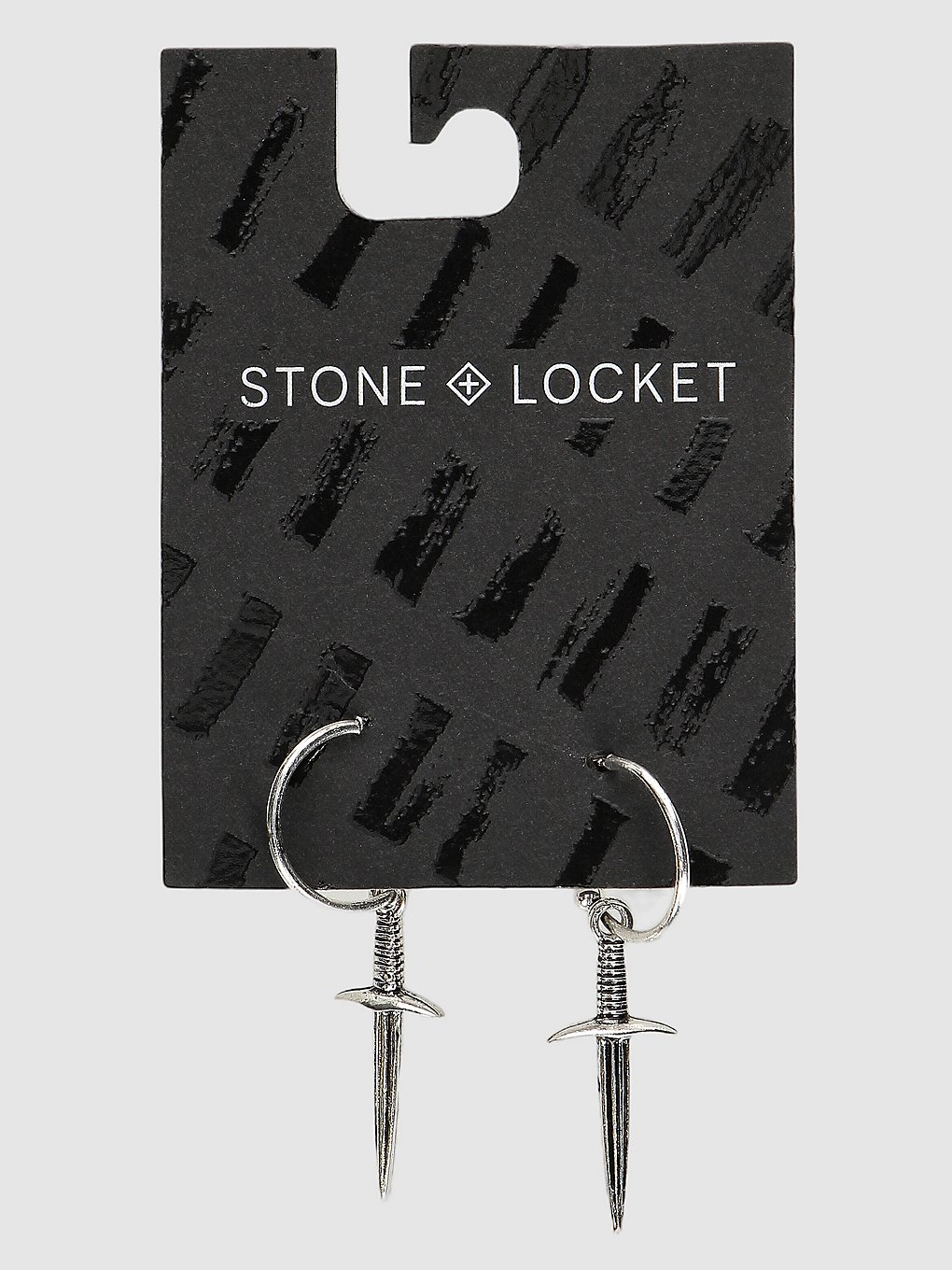 Stone and Locket Dagger Earrings grijs