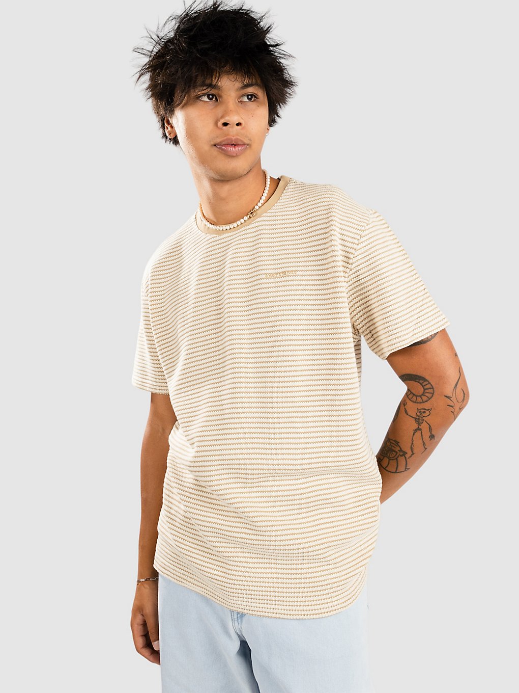 Anerkjendt Akkikki Cotton Stripe T-Shirt bruin