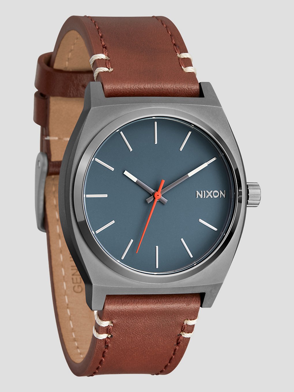 Nixon Time Teller lederen Horloge grijs