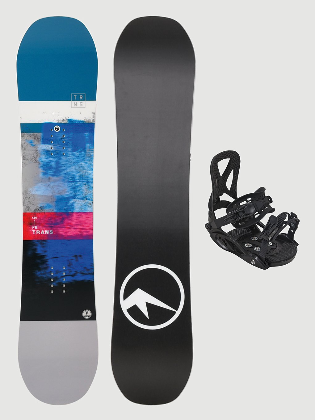 TRANS FE Kid + Pure M zwart 2024 Snowboard set patroon