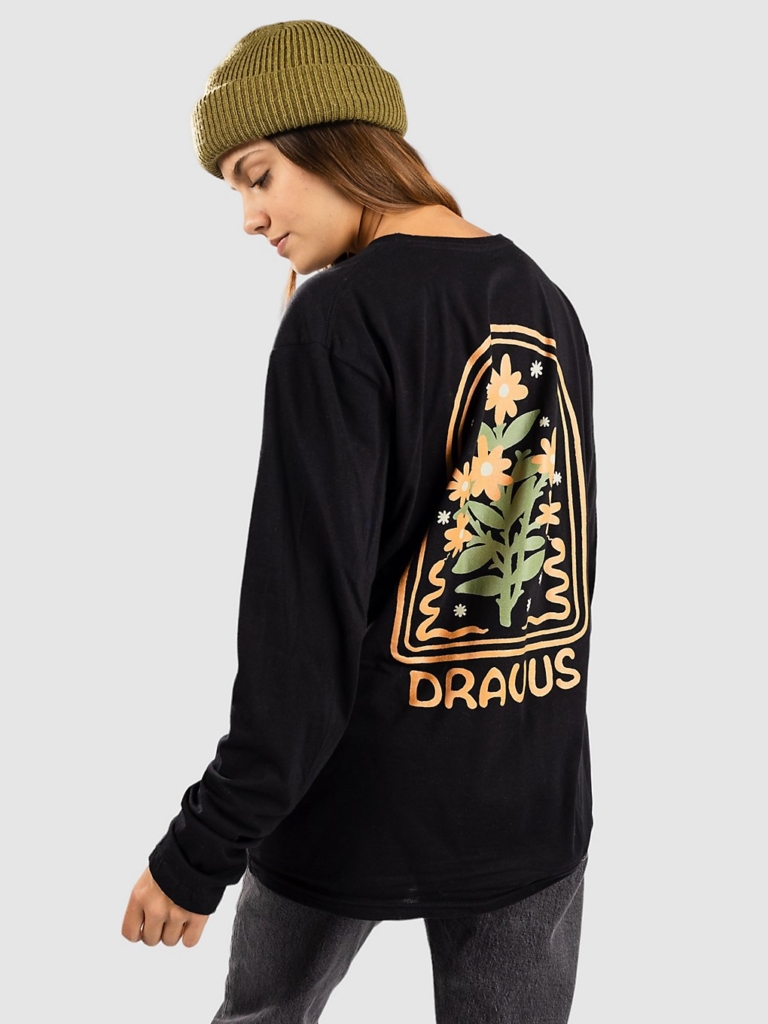 Dravus Flowers Longsleeve zwart