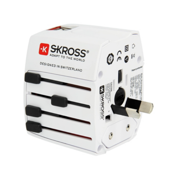 Skross World Adapter MUV USB wereldstekker reisstekker wit