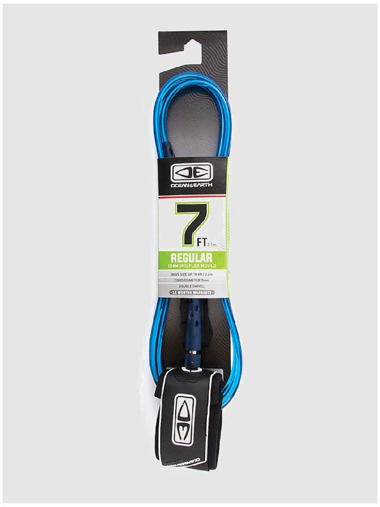Ocean & Earth Regular 7′ Moulded Leash blauw
