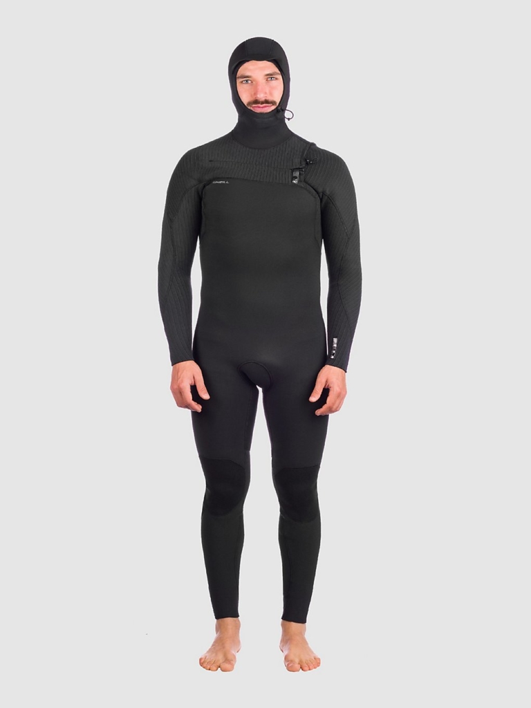O’Neill Hyperfreak 5/4+ Chest Zip Hooded Wetsuit zwart