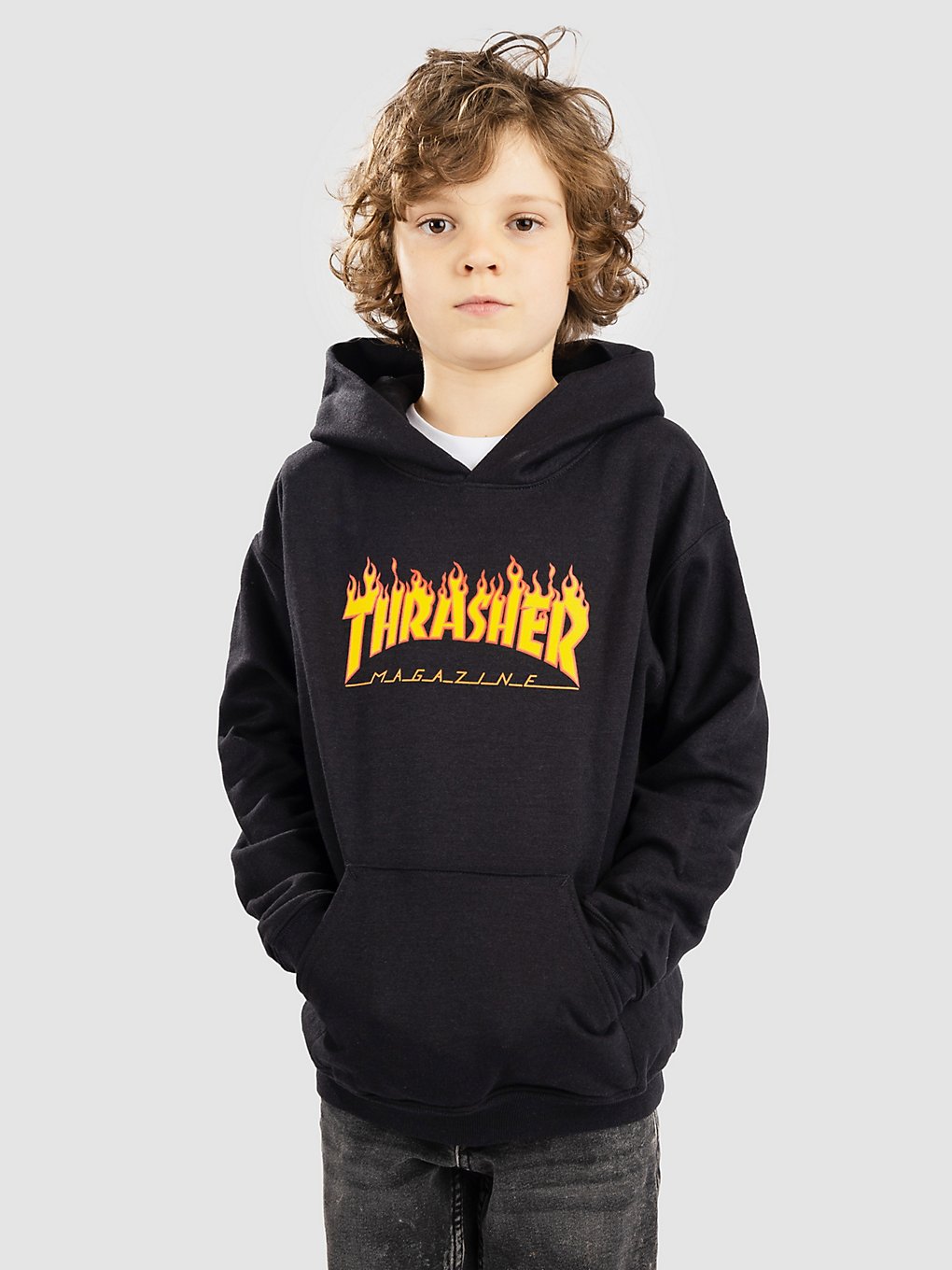 Thrasher Flame Kids Hoodie zwart