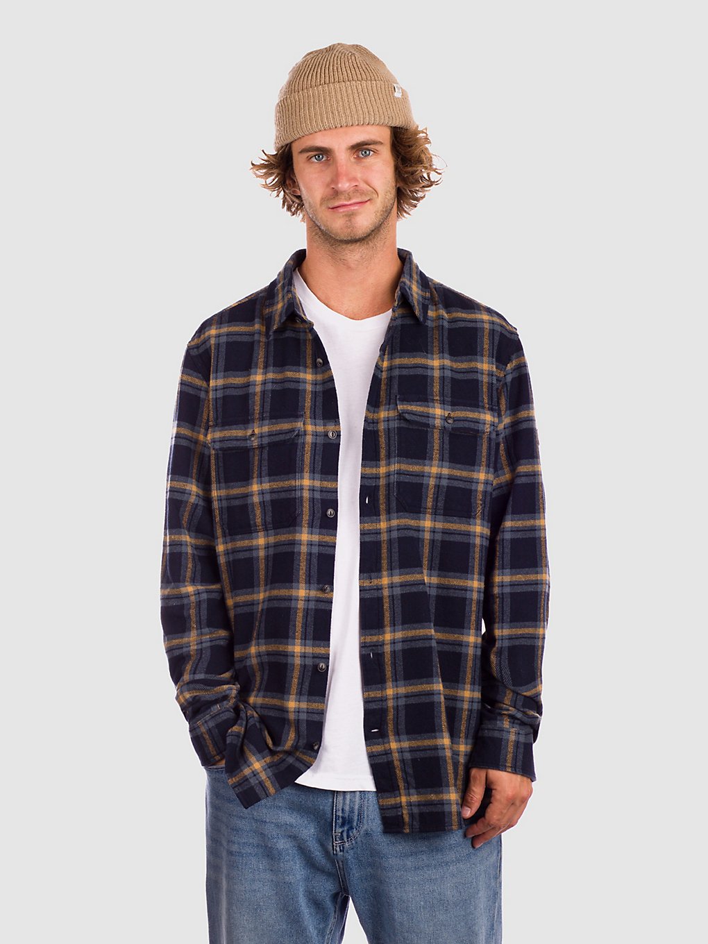 Fjällräven Övik Heavy Flannel Hemd blauw