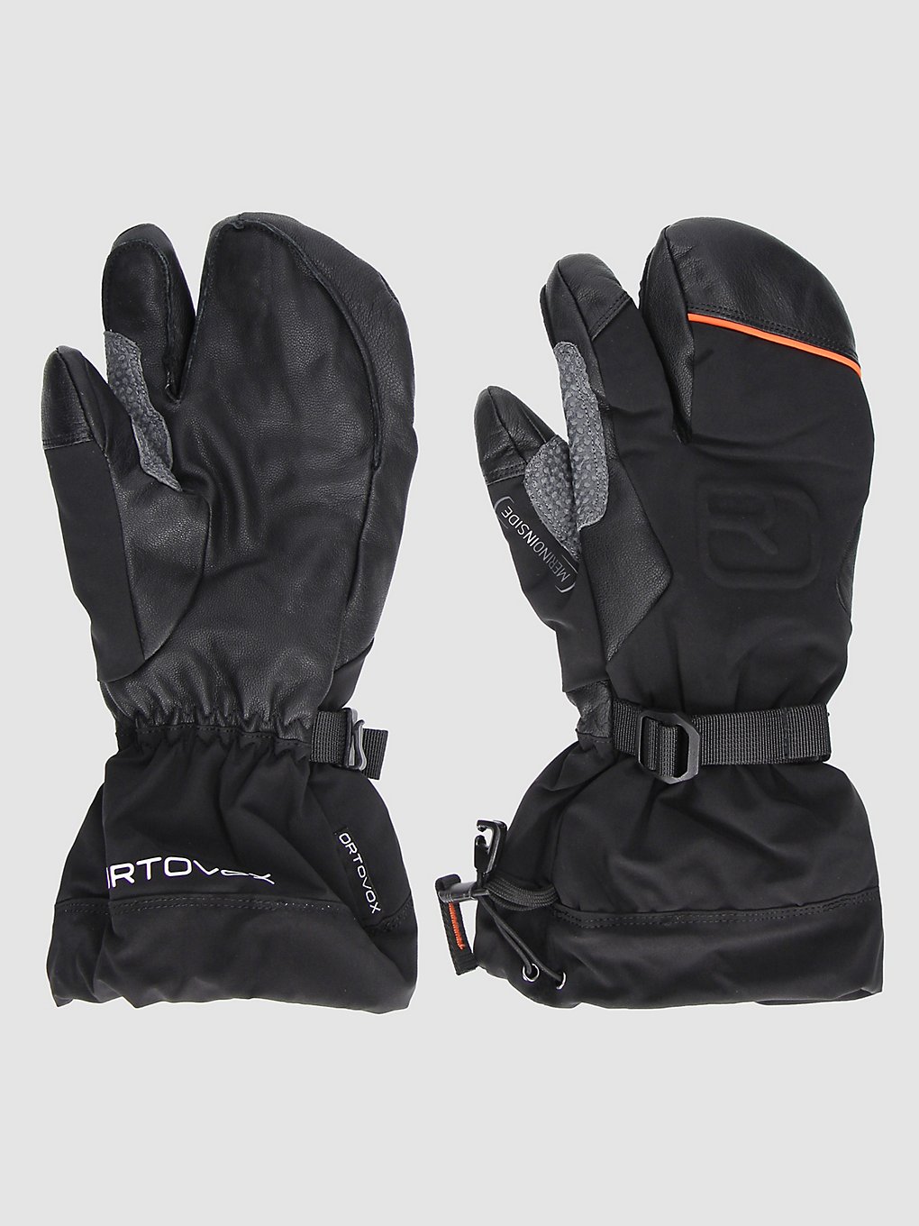 Ortovox Merino Freeride 3 Finger Wanten zwart