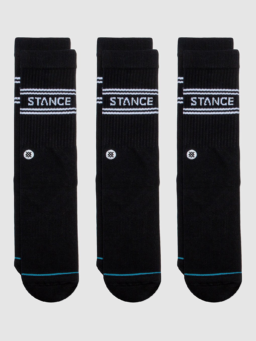 Stance Basic 3 Pack Crew skisokken zwart