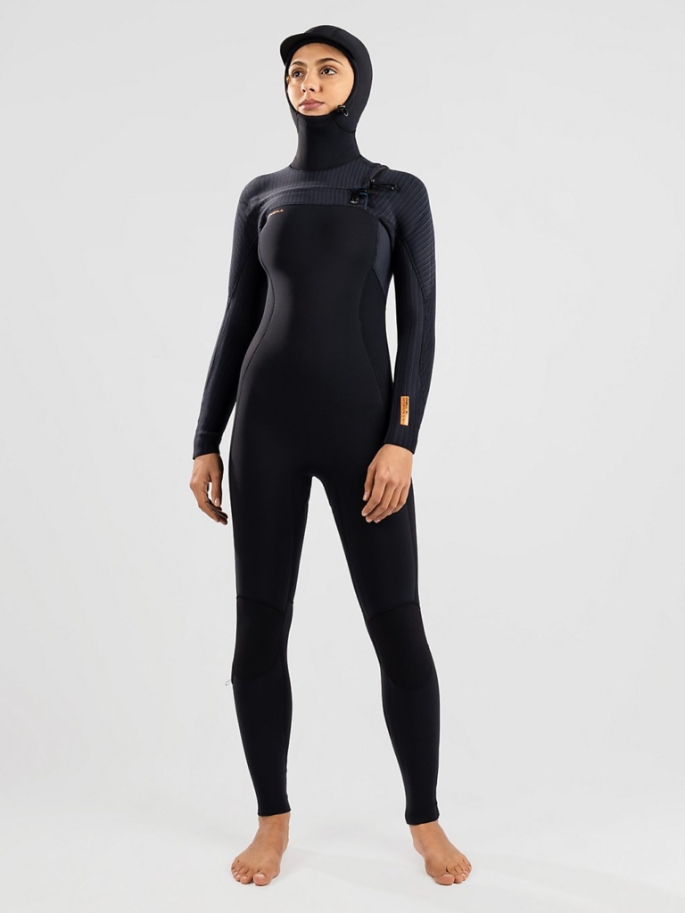 O’Neill Hyperfreak 5/4+ Chest Zip W/Hood Wetsuit zwart