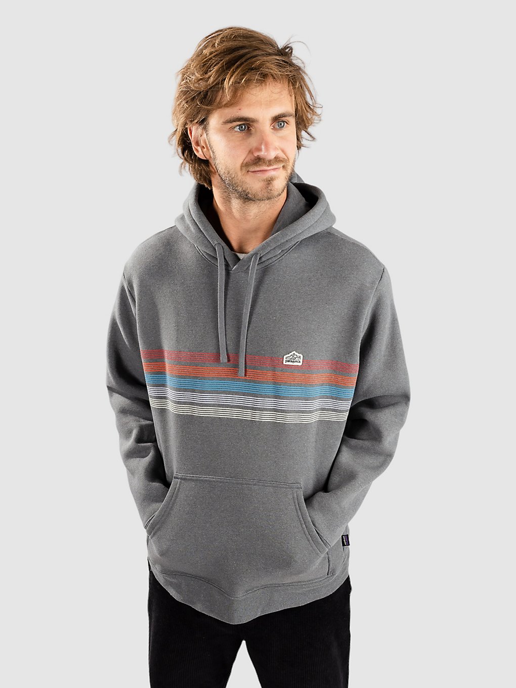 Patagonia Line Logo Ridge Stripe Uprisal Hoodie grijs