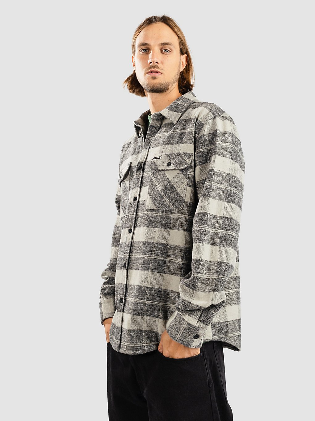 Brixton Bowery Heavyweight Flannel Hemd grijs