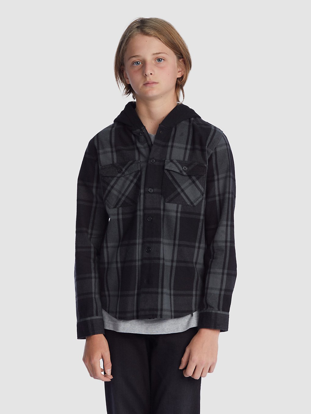 DC Ruckus Hooded Flannel Shirt zwart