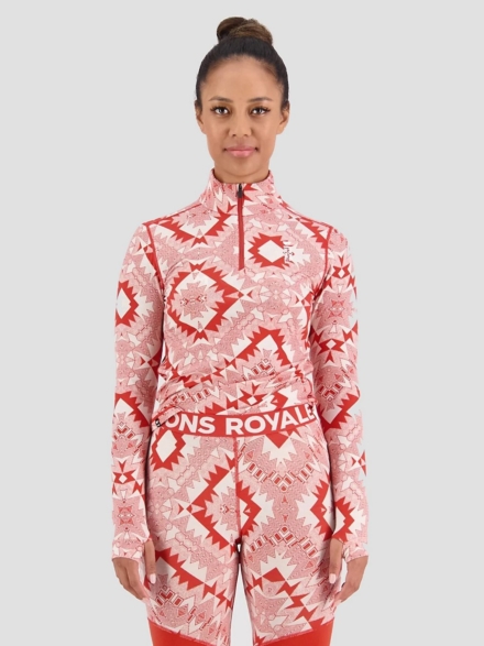 Mons Royale Merino Cascade Flex 200 1/4 Zip Thermo shirt rood