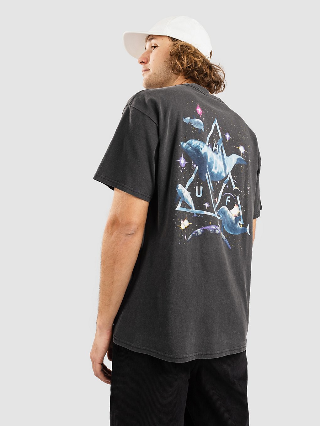 HUF Space Dolphins Washed T-Shirt zwart