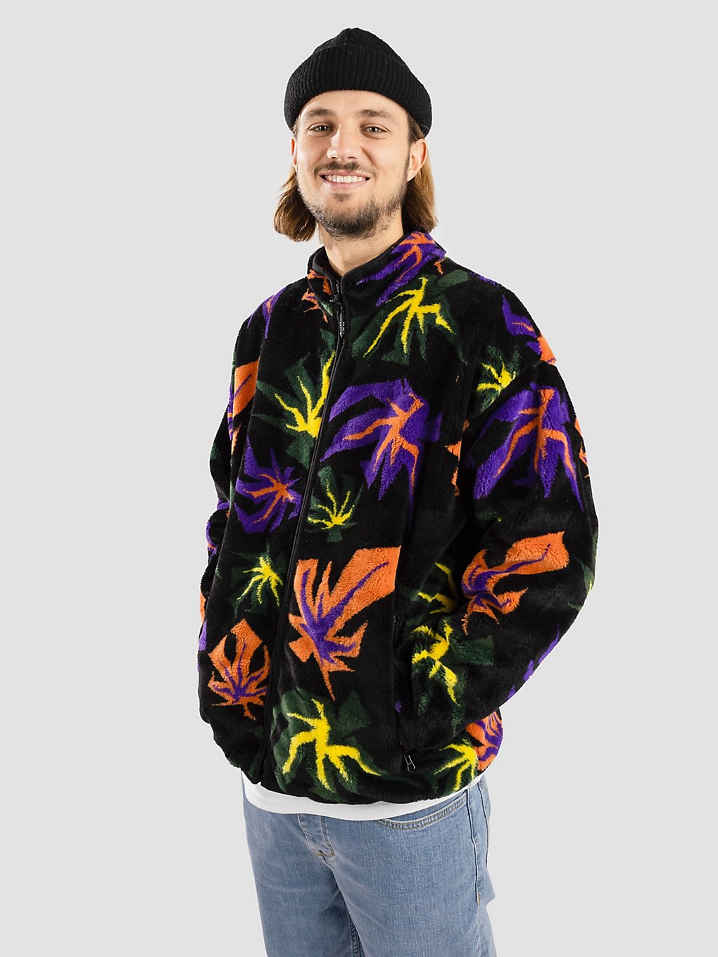 HUF Lowell Jacquard Sherpa Zip Jas patroon