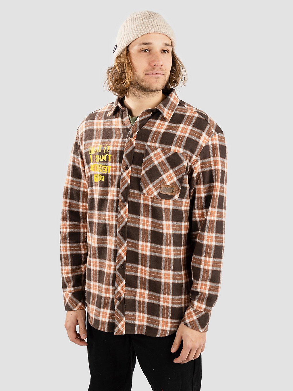 Broken Promises Forget You Printed Flannel Hemd bruin