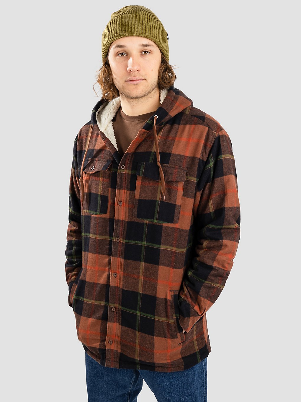 Empyre Cain Sherpa Hooded Hemd bruin