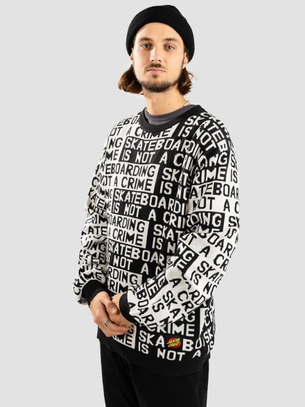 Santa Cruz Not A Crime vest Crew Gebreide trui zwart