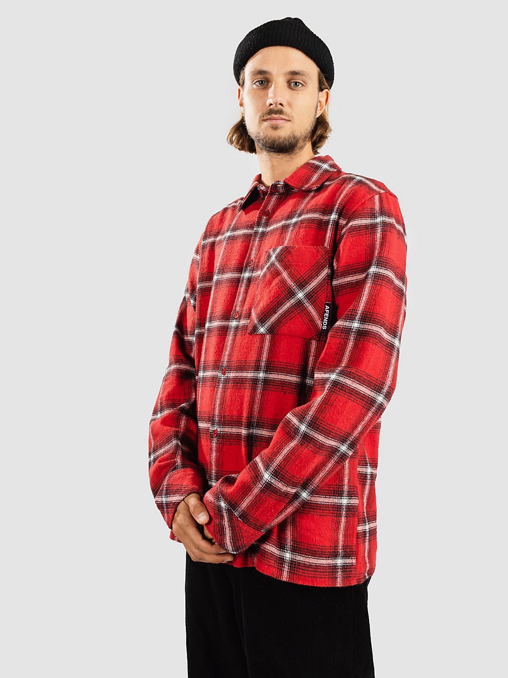 Afends Nobody Organic Flannel Long Sleeve Hemd rood