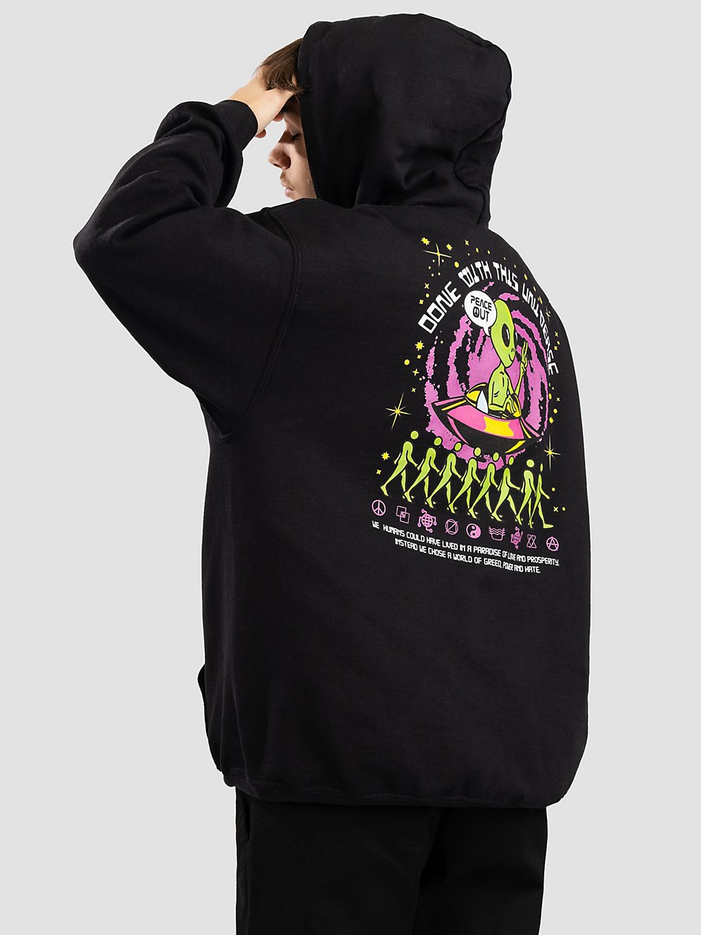 A.Lab We Leave In Peace Hoodie zwart