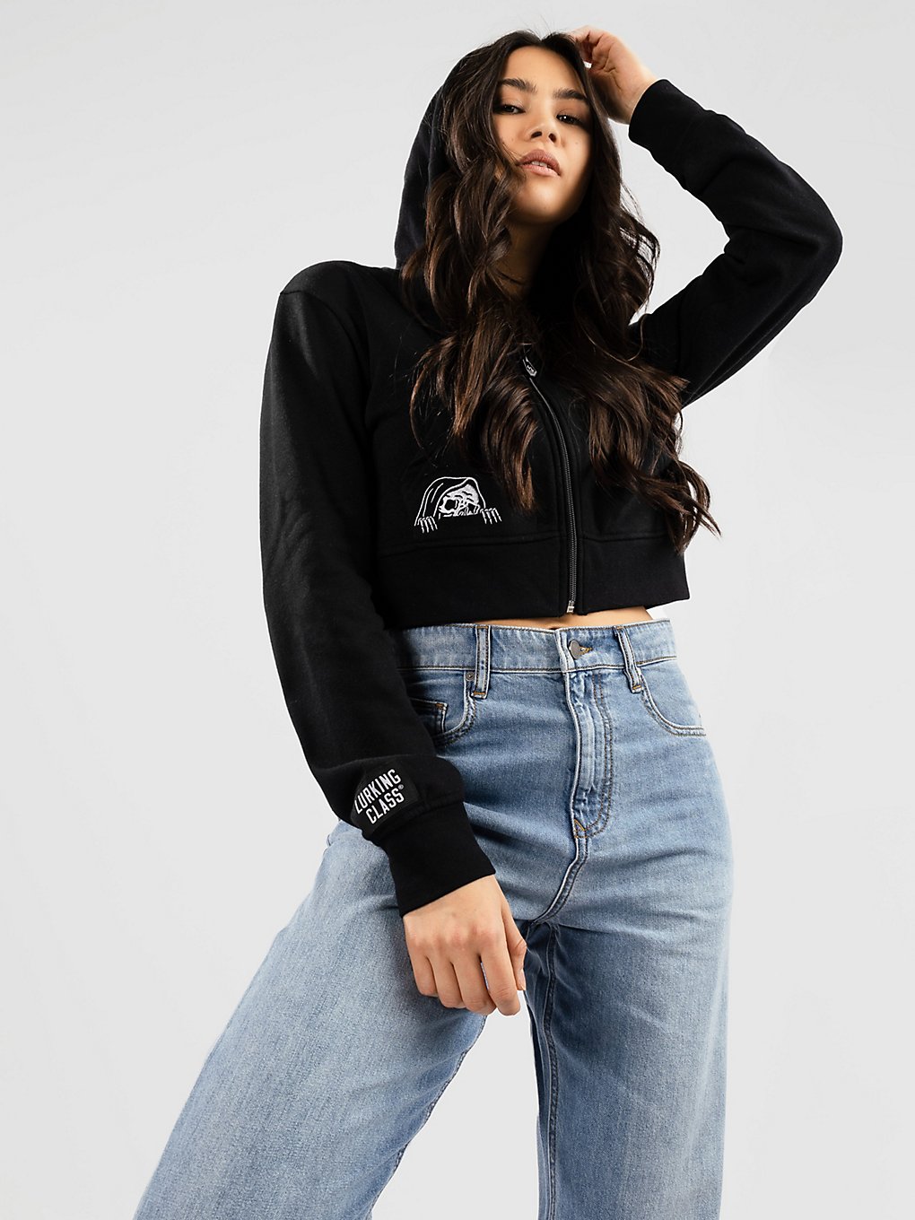 Lurking Class Hesh Cropped Zip Hoodie zwart