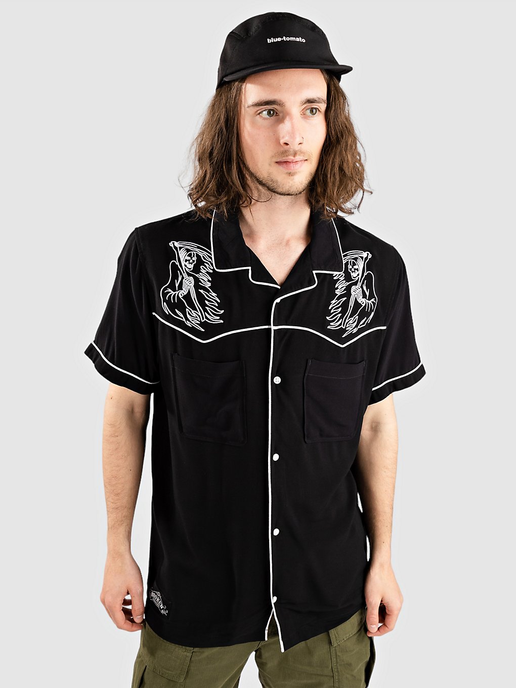 Broken Promises Duality Embroidered Button Up Hemd zwart